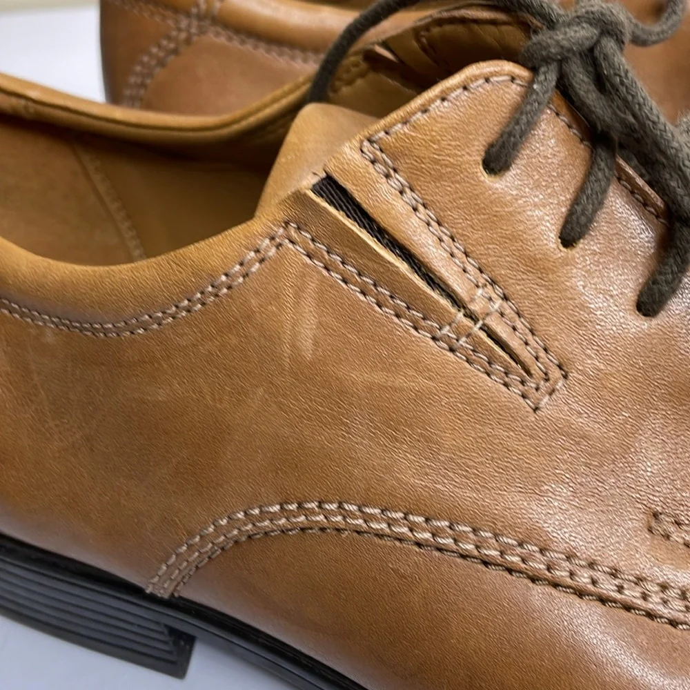 CLARK’S Collection Men’s TILDEN TIP Oxford Leather Shoes Dark Tan Lace Up 10M